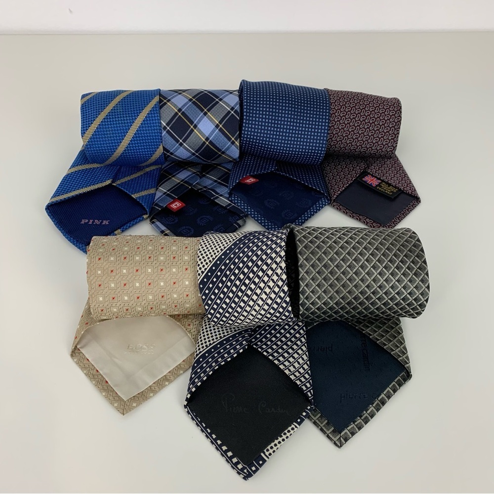 Lot Of 7 Silk Ties Thomas Pink Hugo Boss Pierre Cardin Chaps Multicolor